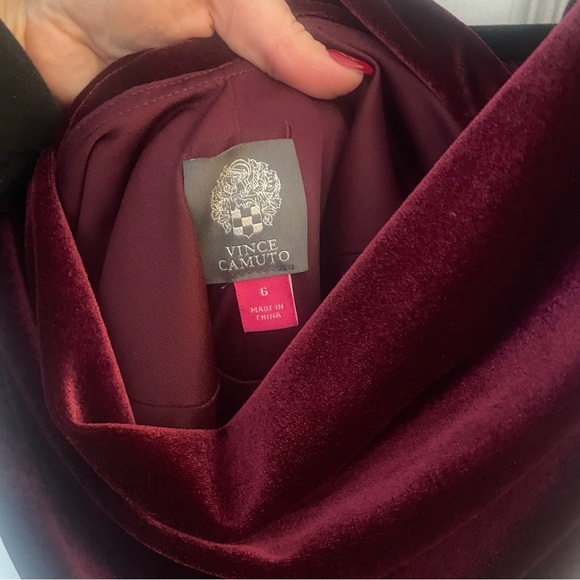 Velvet Wine Drape Neck Gown - Picture 3 of 4